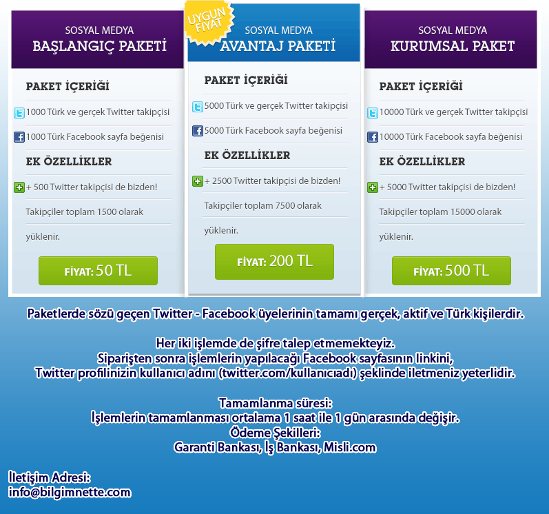 twitter facebook takipci