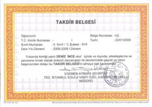 takdir belgesi