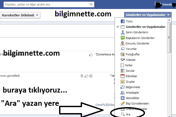 facebook arama geçmişi silme