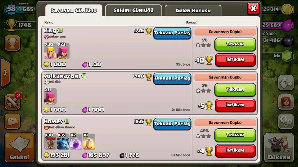 clash of clans intikam